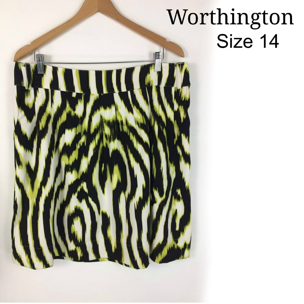 Worthington Black/Neon Green tiger skirt